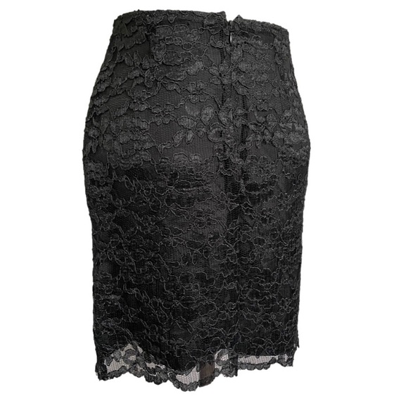 Vintage Black Lace Lined Pencil Skirt - 4/6, 26-27" - Picture 6 of 9
